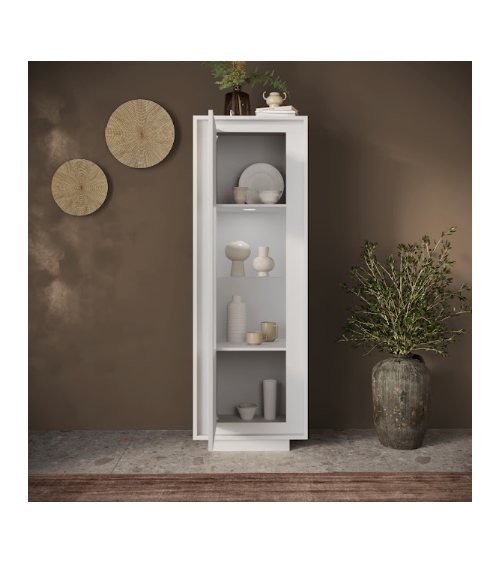 Vitrine SKY 1 porte – Blanc mat laqué